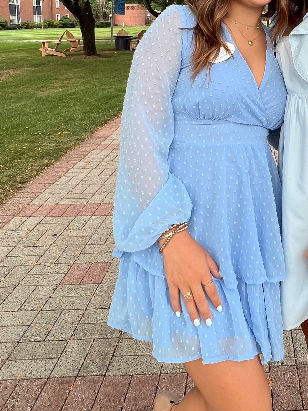Jessica Simpson Light Blue Swiss Dot Mini Dress